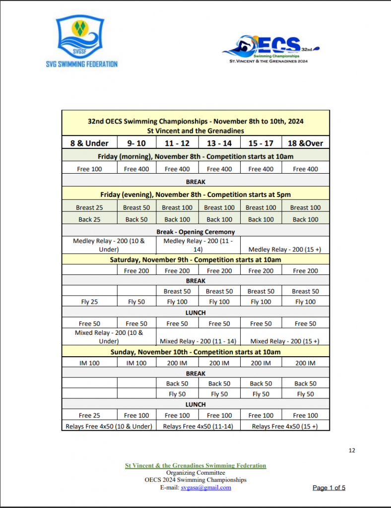 OECS 2024 Event Schedule